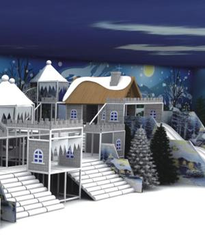 Equipamento interno do campo de jogos do tema do castelo da neve para o grande parque recreacional do anúncio publicitário das crianças