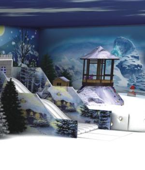 Equipamento interno do campo de jogos do tema do castelo da neve para o grande parque recreacional do anúncio publicitário das crianças