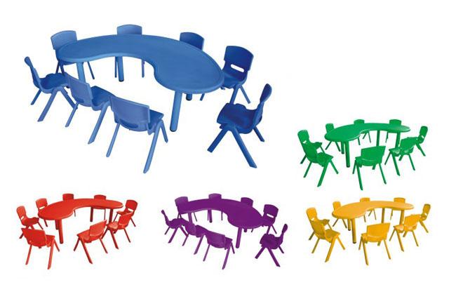 Mobília pré-escolar da sala de aula, grupo da meia lua das crianças da mobília da sala de aula do jardim de infância que aprende a tabela